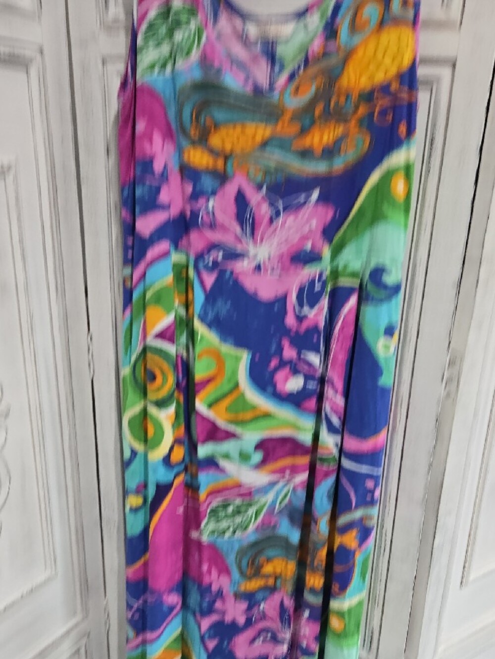 Jams World Multicolor Swirl Print Midi Dress with Purple, Pink, Blue and Orange - Picture 13 of 15